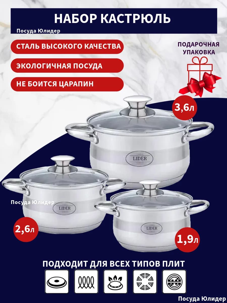 Набор кастрюль из нержавеющей стали