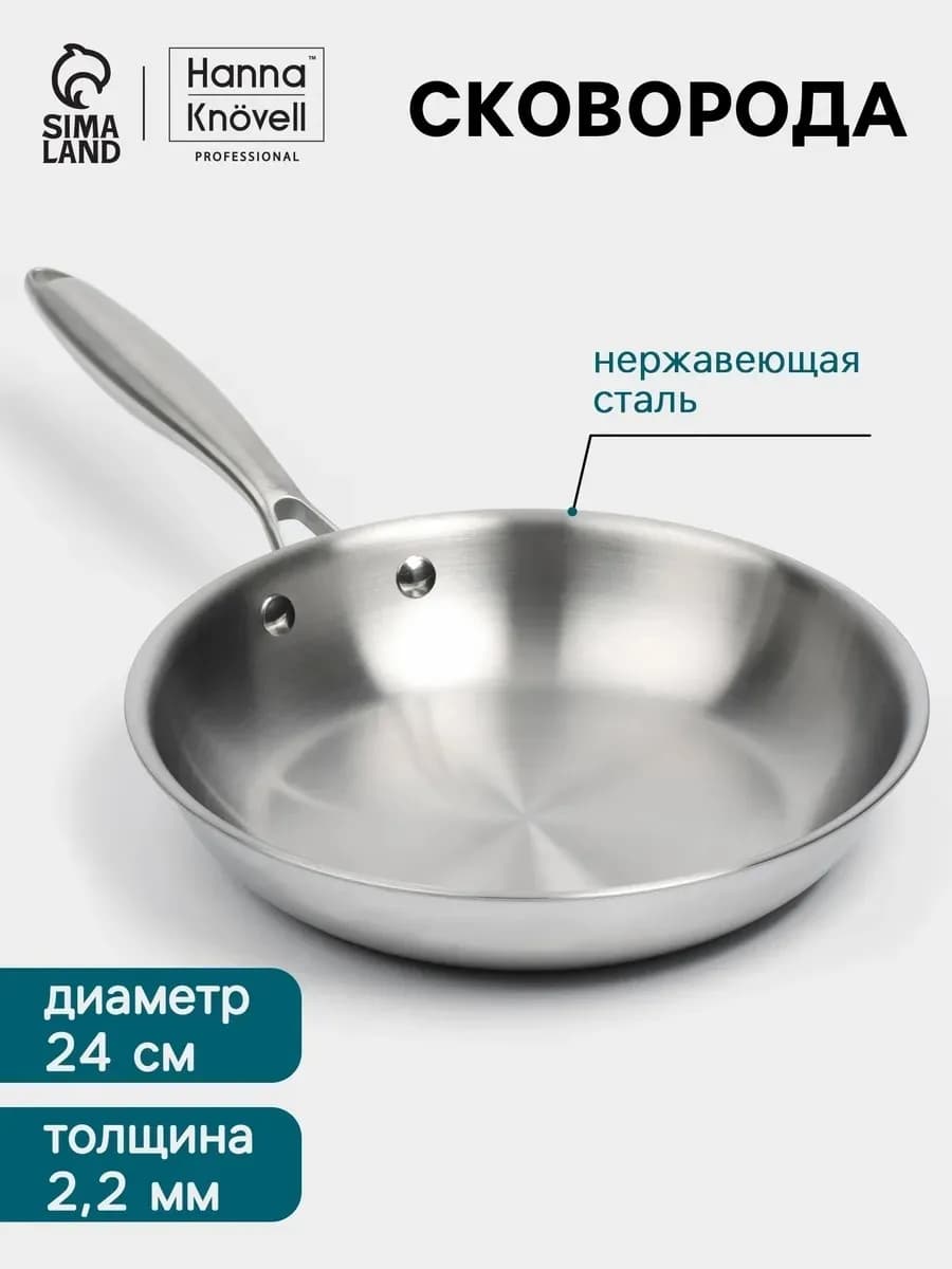 Сковорода индукционная 24 см, нержавеющая сталь