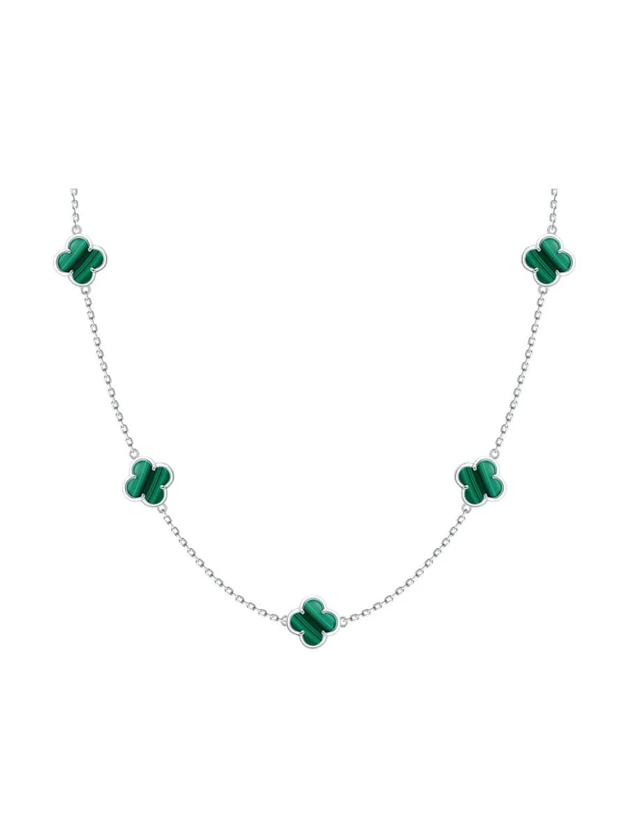 Колье на шею из серебра 925 пробы с малахитом