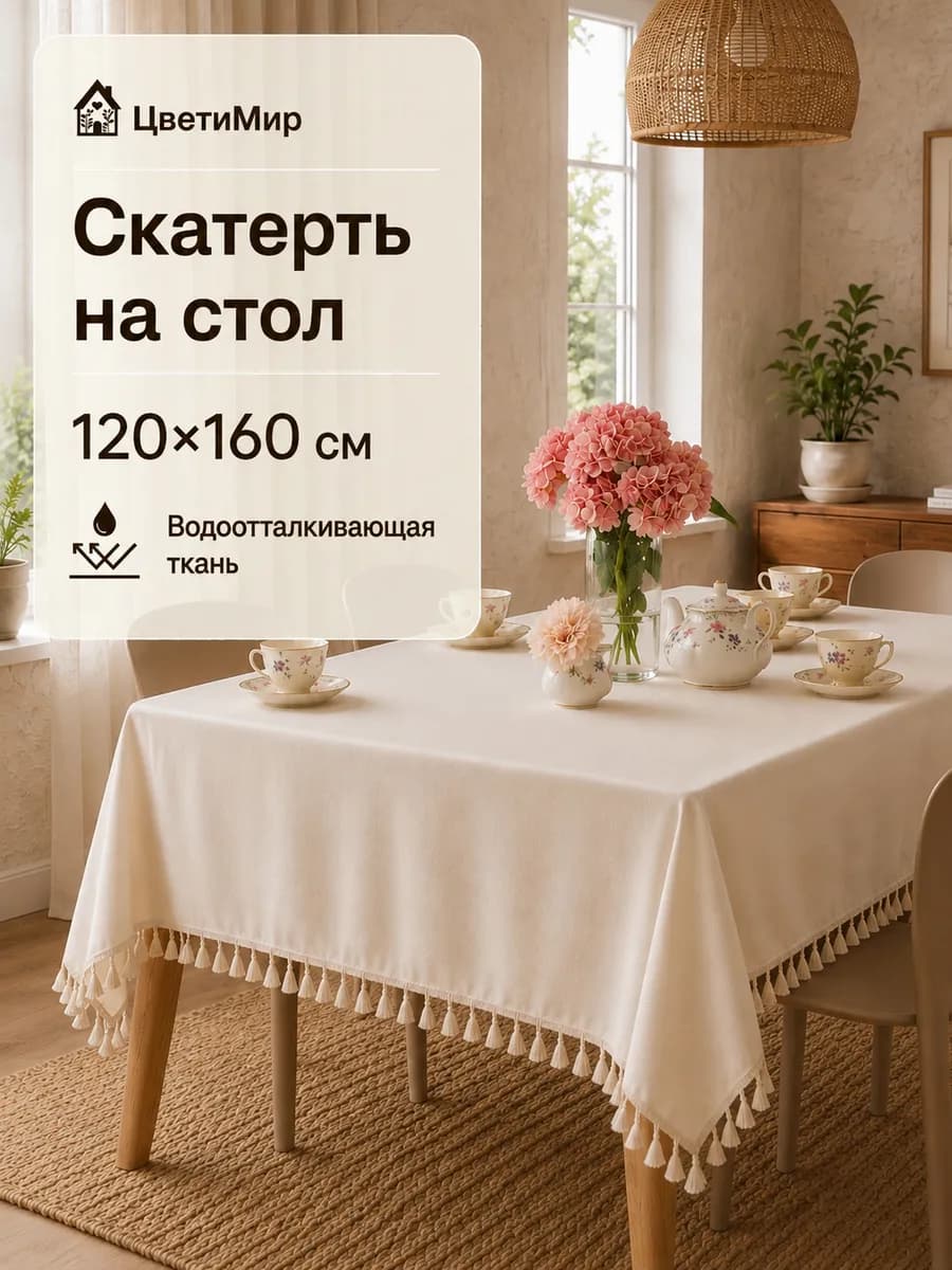 Скатерть на стол тканевая прямоугольная 120х160 см