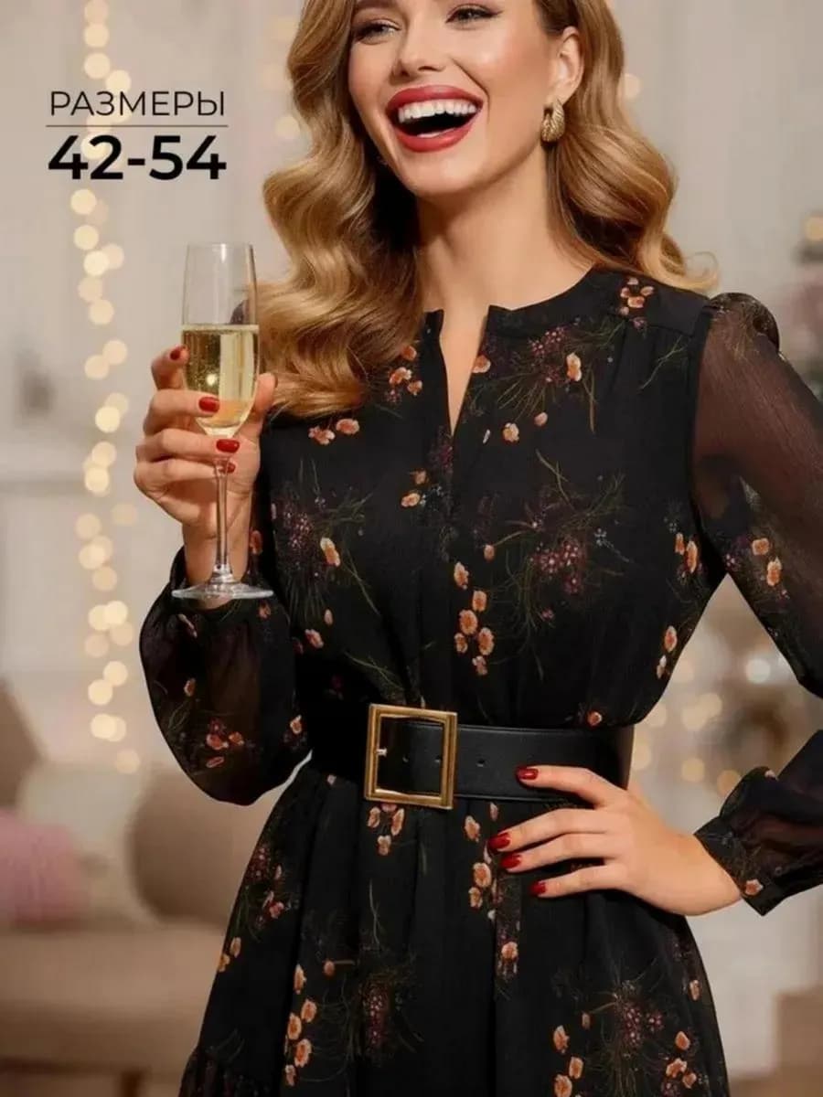 Платье нарядное офисное шифоновое