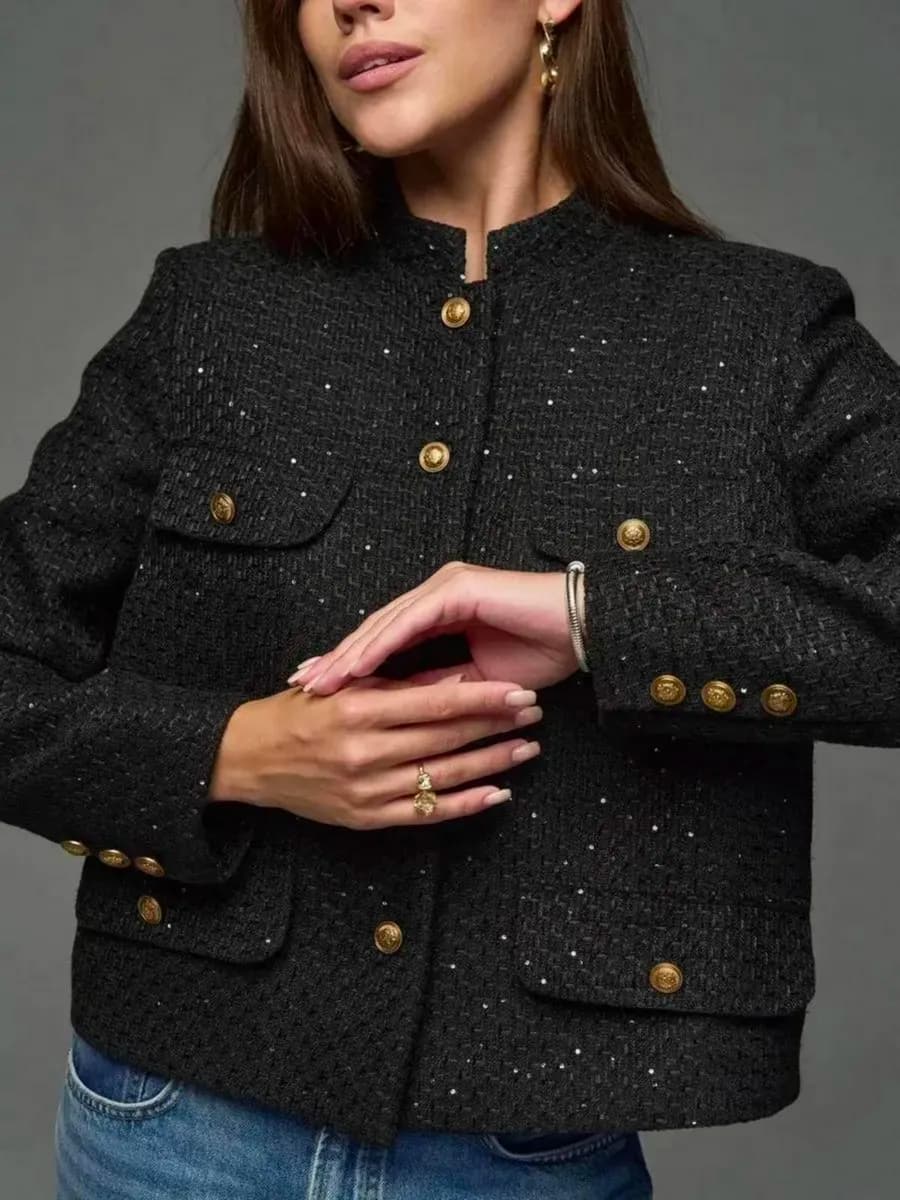 Пиджак жакет твидовый укороченный