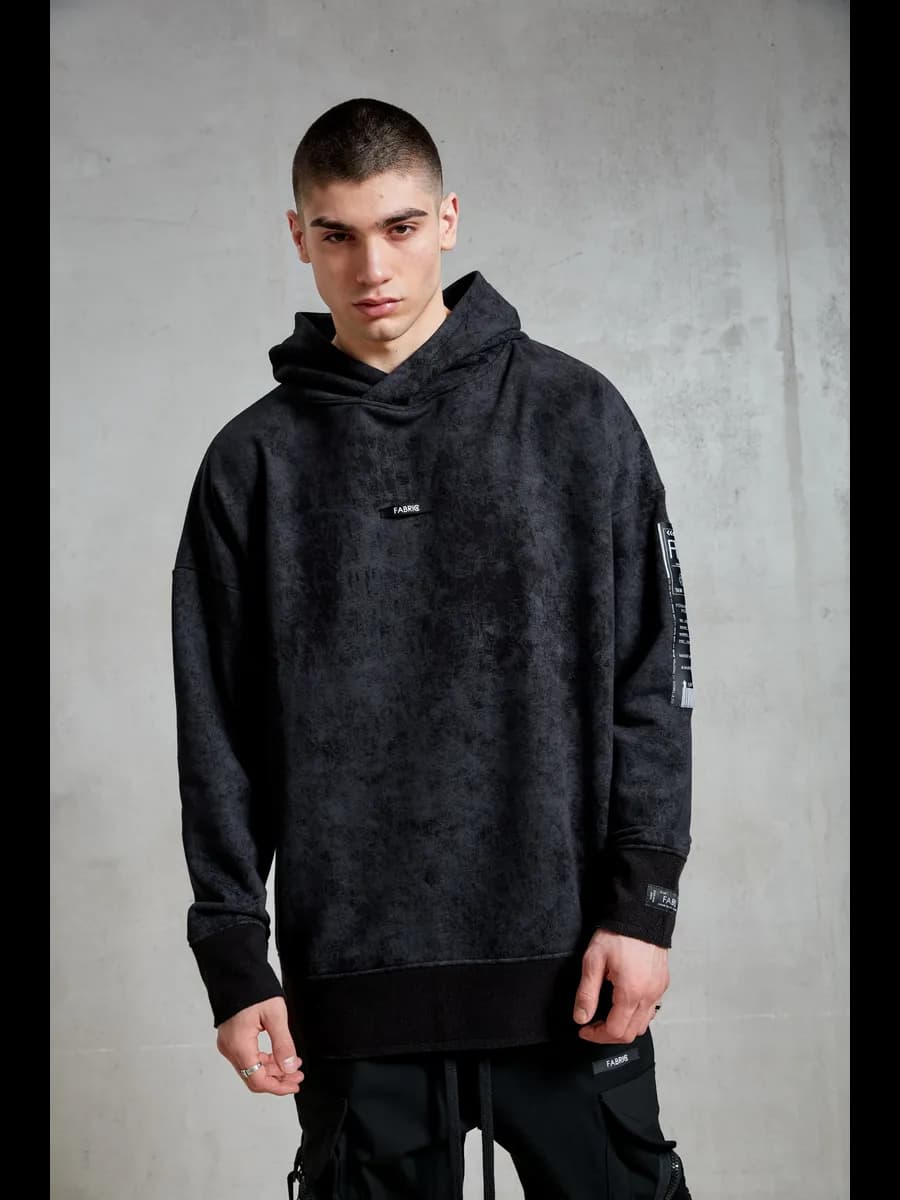 Удлиненное худи оверсайз с капюшоном без начеса