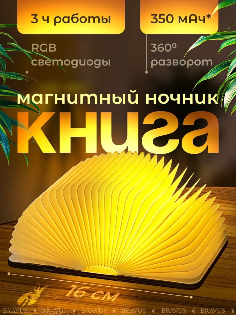 Светильник мини Книга ночник светодиодный аккумуляторный USB