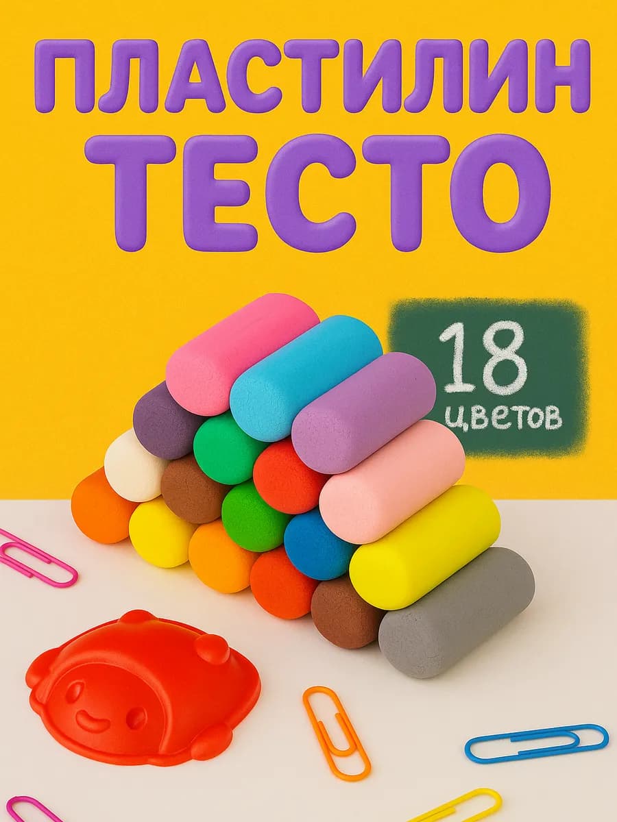 Пластилин тесто для лепки 18 цв