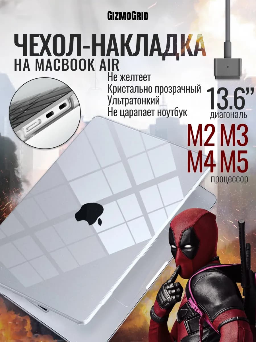Чехол накладка для MacBook Air 13.6 M2 M3 M4 M5 2022-2026
