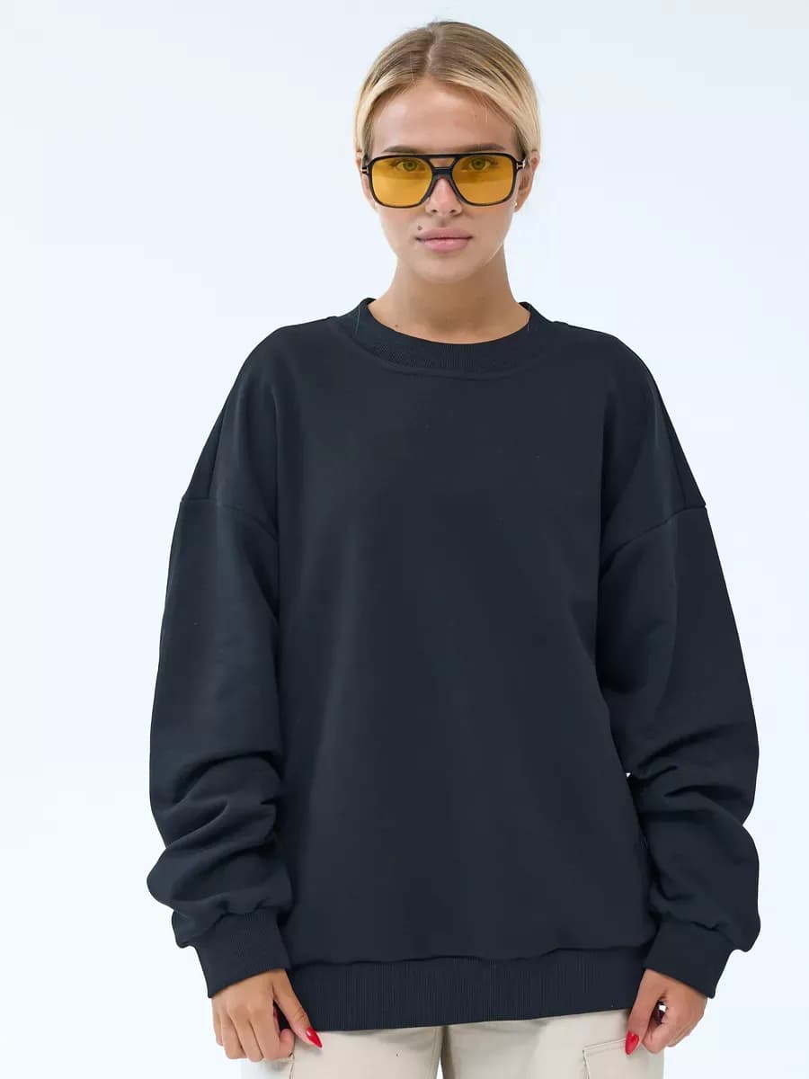 Свитшот оверсайз без начеса удлиненный классический