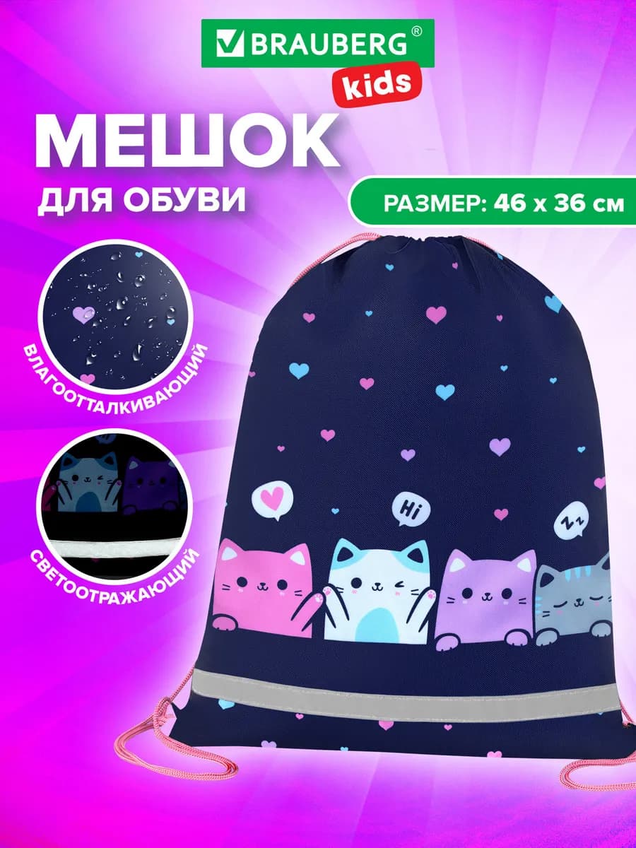 Мешок для обуви, сумка для сменки в школу, чехол плотный