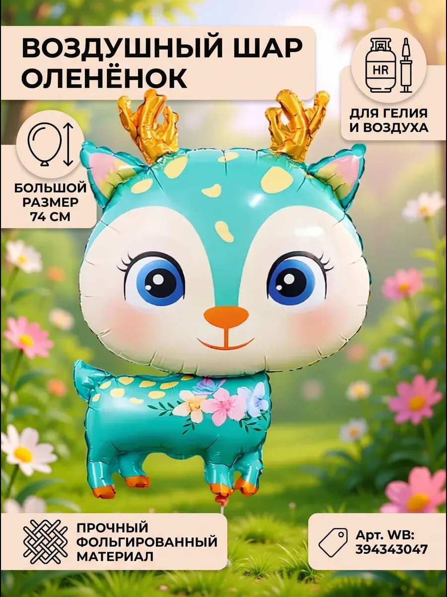 Шар Олень фольгированный 74 см