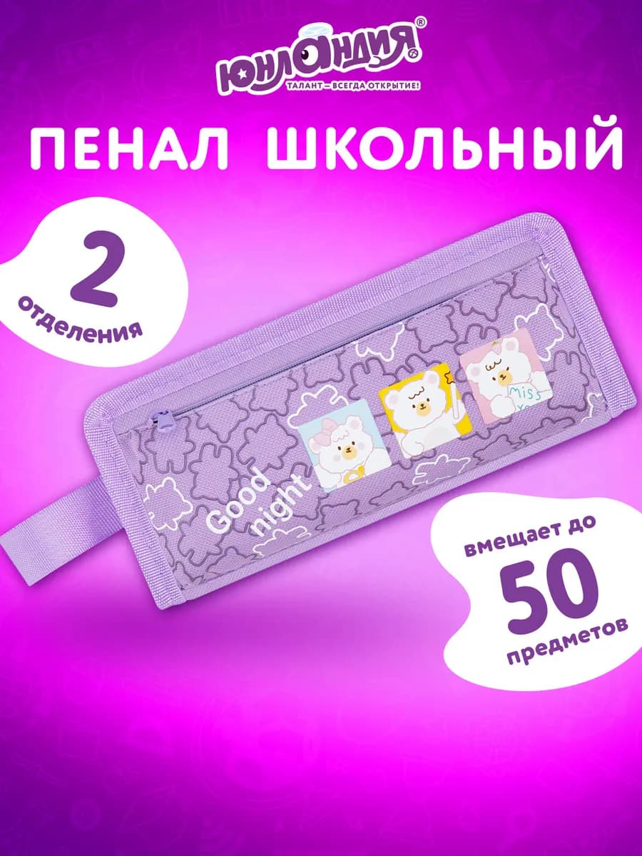 Пенал школьный для девочек для карандашей, ручек 2 отделения