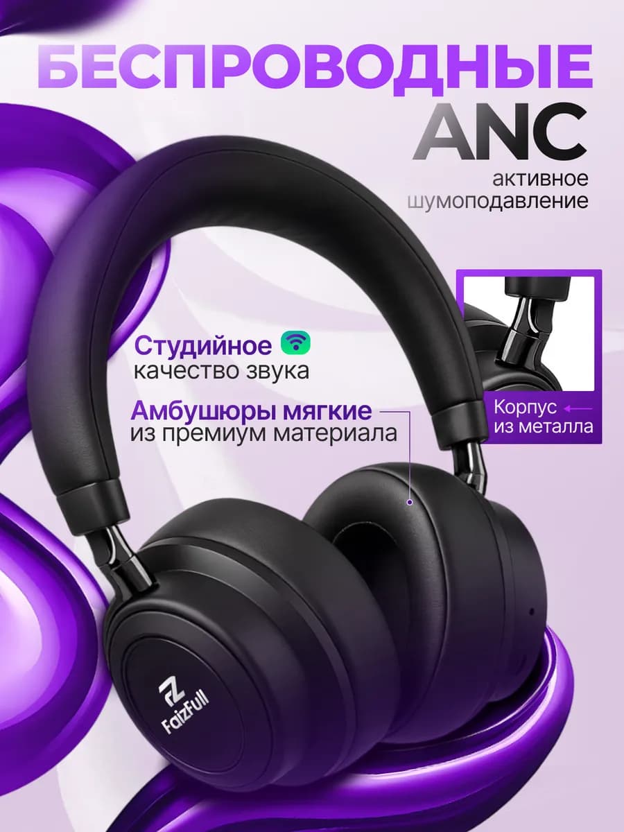 Наушники беспроводные большие с микрофоном