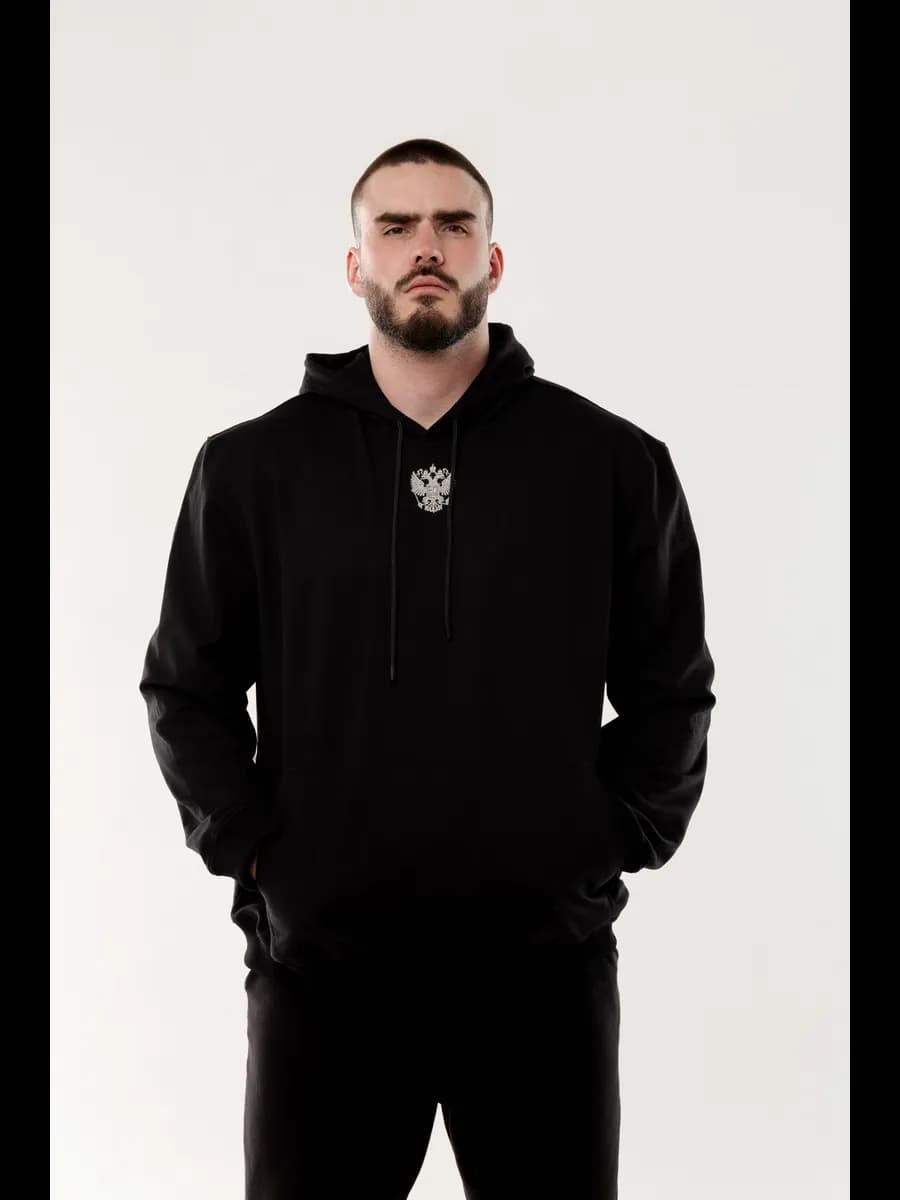 Летнее худи оверсайз с вышивкой Герб России