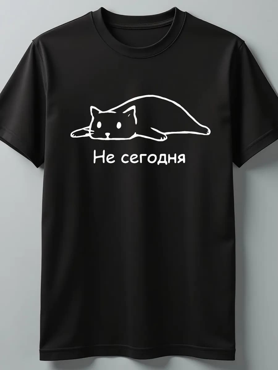 Футболка с принтом кот светящаяся