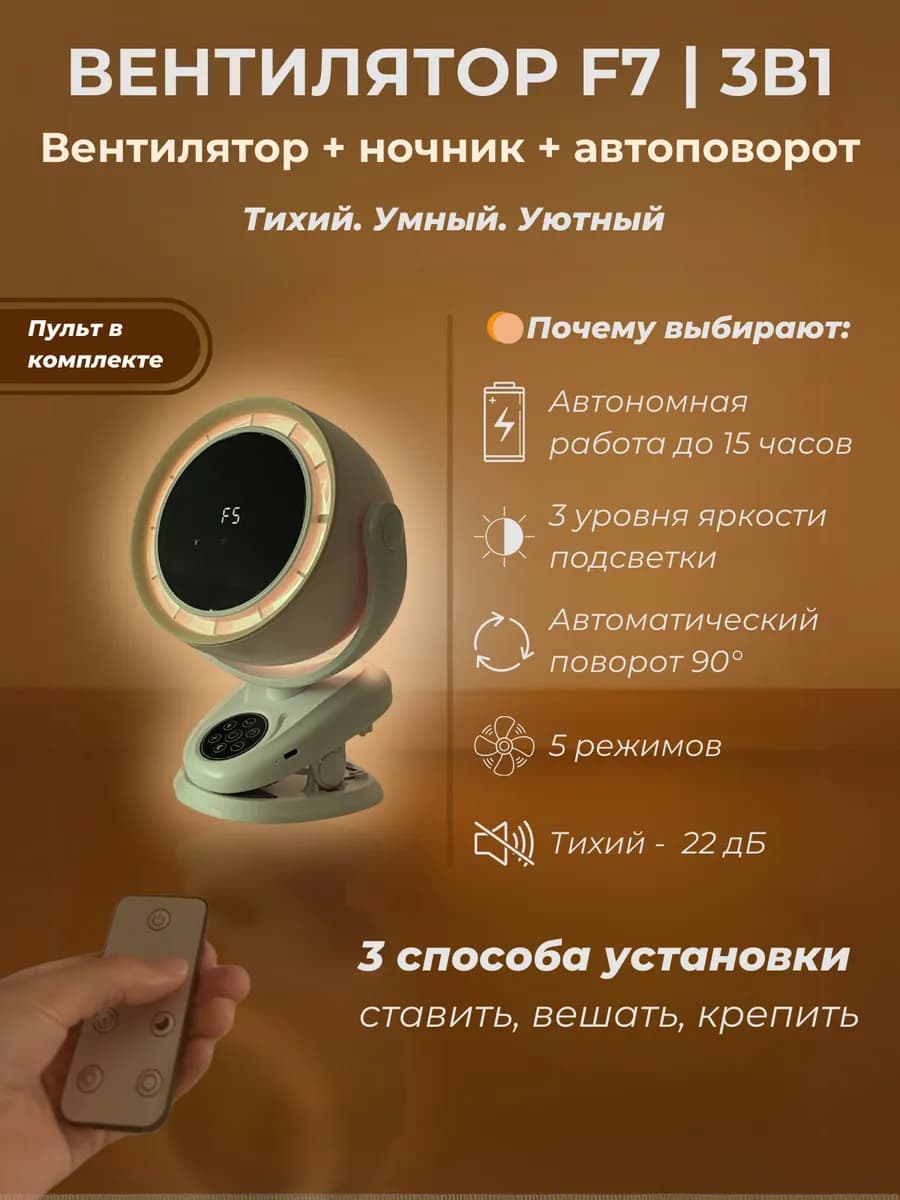 Беспроводной вентилятор компактный настольный с пультом