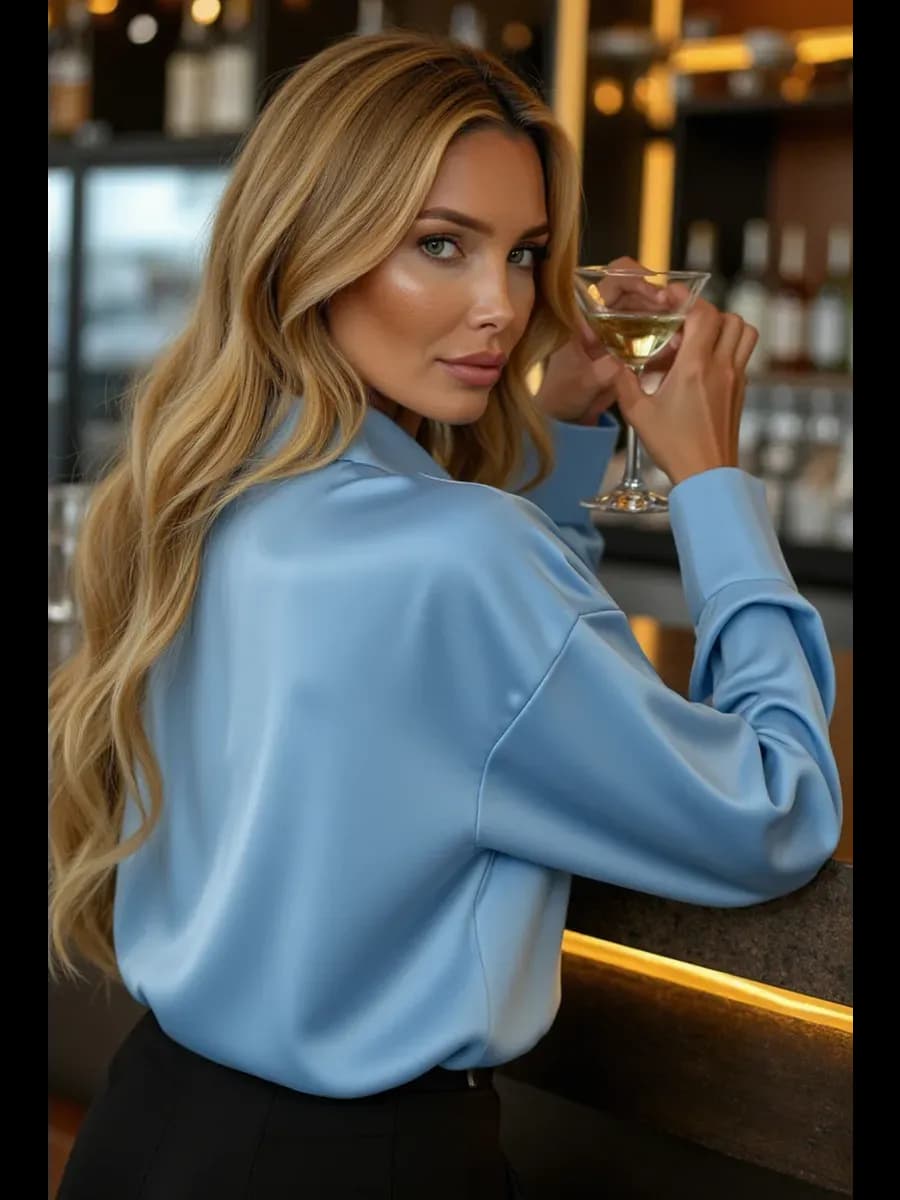 Рубашка шелковая оверсайз нарядная удлиненная для офиса