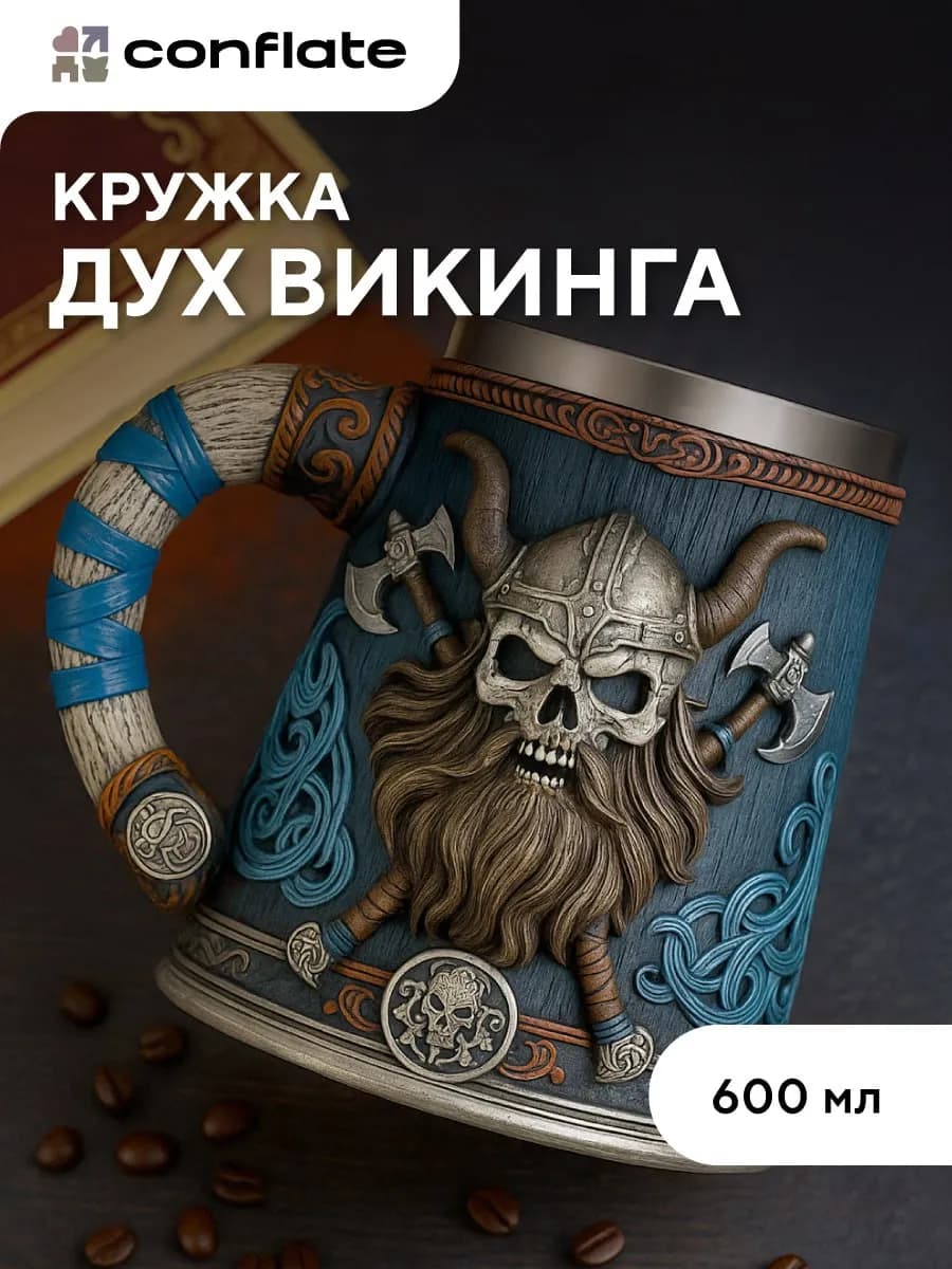 Пивная кружка подарочная "Синий викинг"