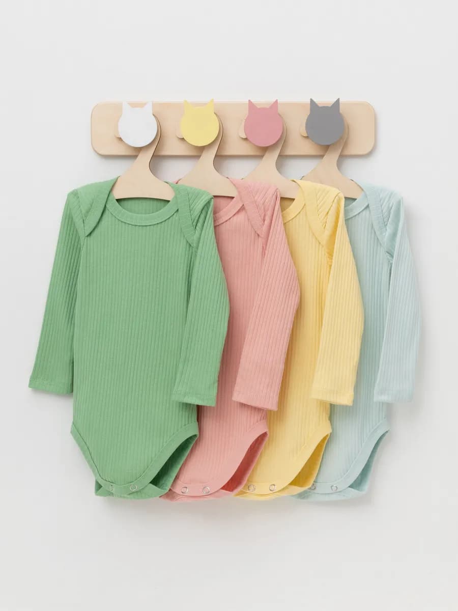 Набор боди для новорожденных с длинным рукавом 4 шт