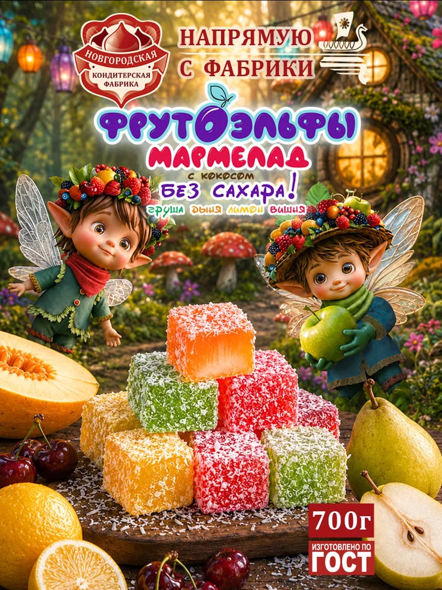 Мармелад без сахара «Фрутоэльфы» Ассорти вкусов 700г