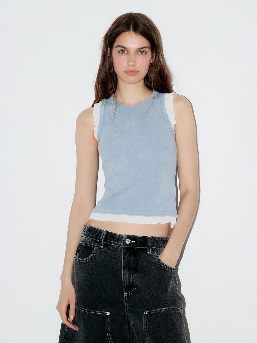 Майка хлопковая двуслойная в рубчик