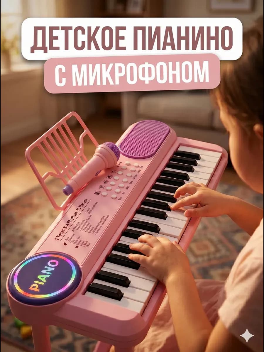 Синтезатор детский с микрофоном