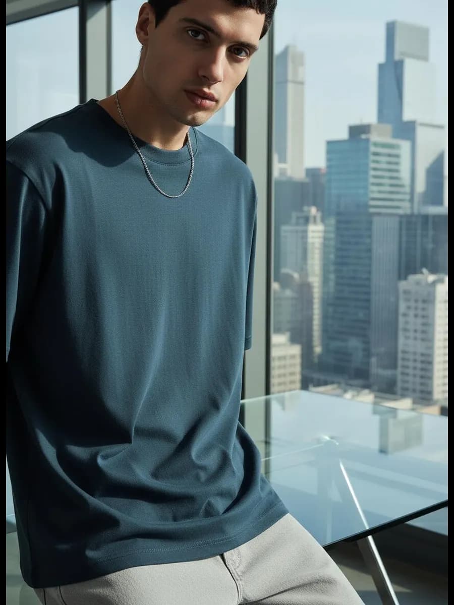 Базовая плотная футболка свободного кроя - фото 1