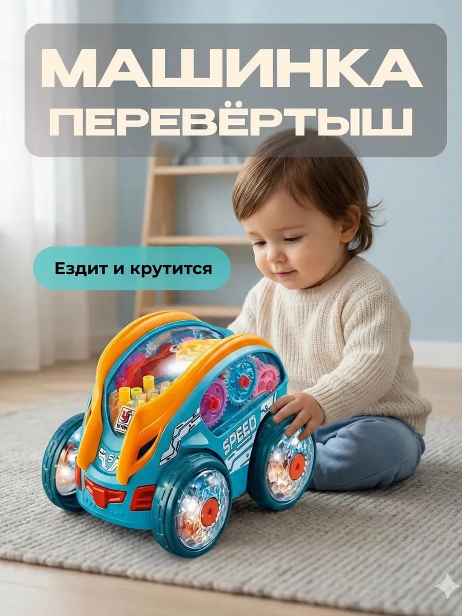 Машинка перевертыш музыкальная для малышей
