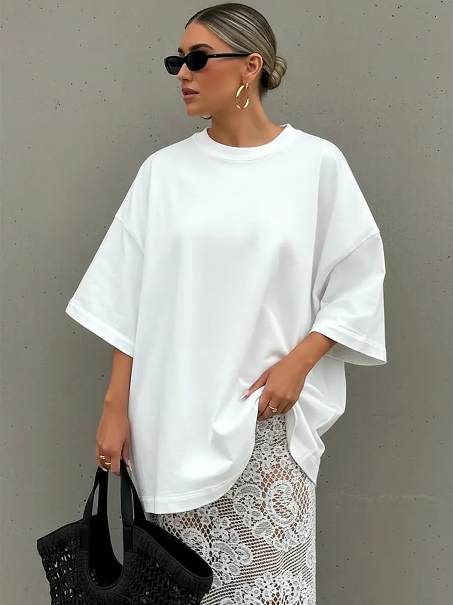 Футболка оверсайз однотонная белая