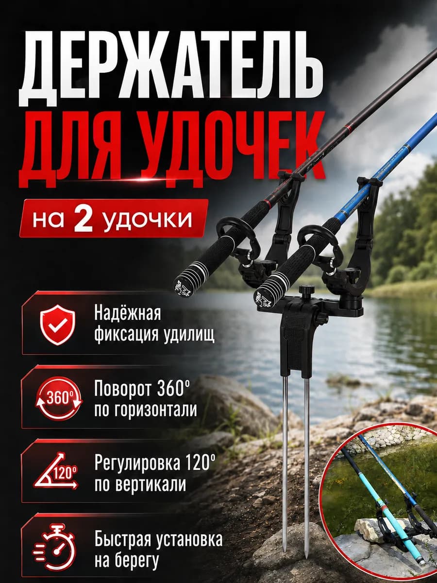 Подставка под удочку для рыбалки двойная