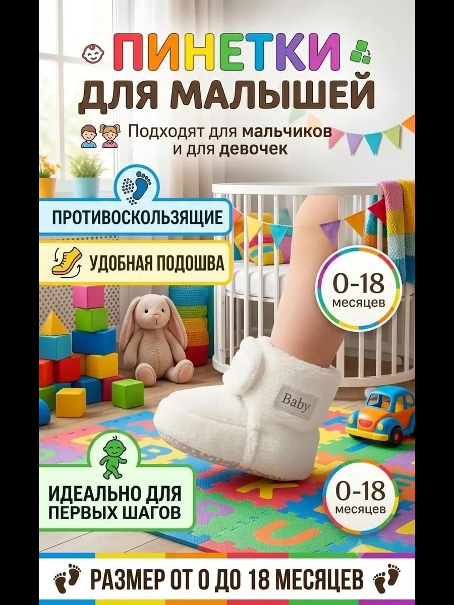 Пинетки для новорожденных теплые