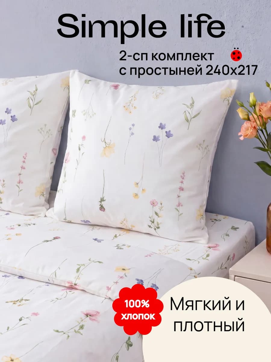 Постельное белье 2 спальное с европростыней Simple life
