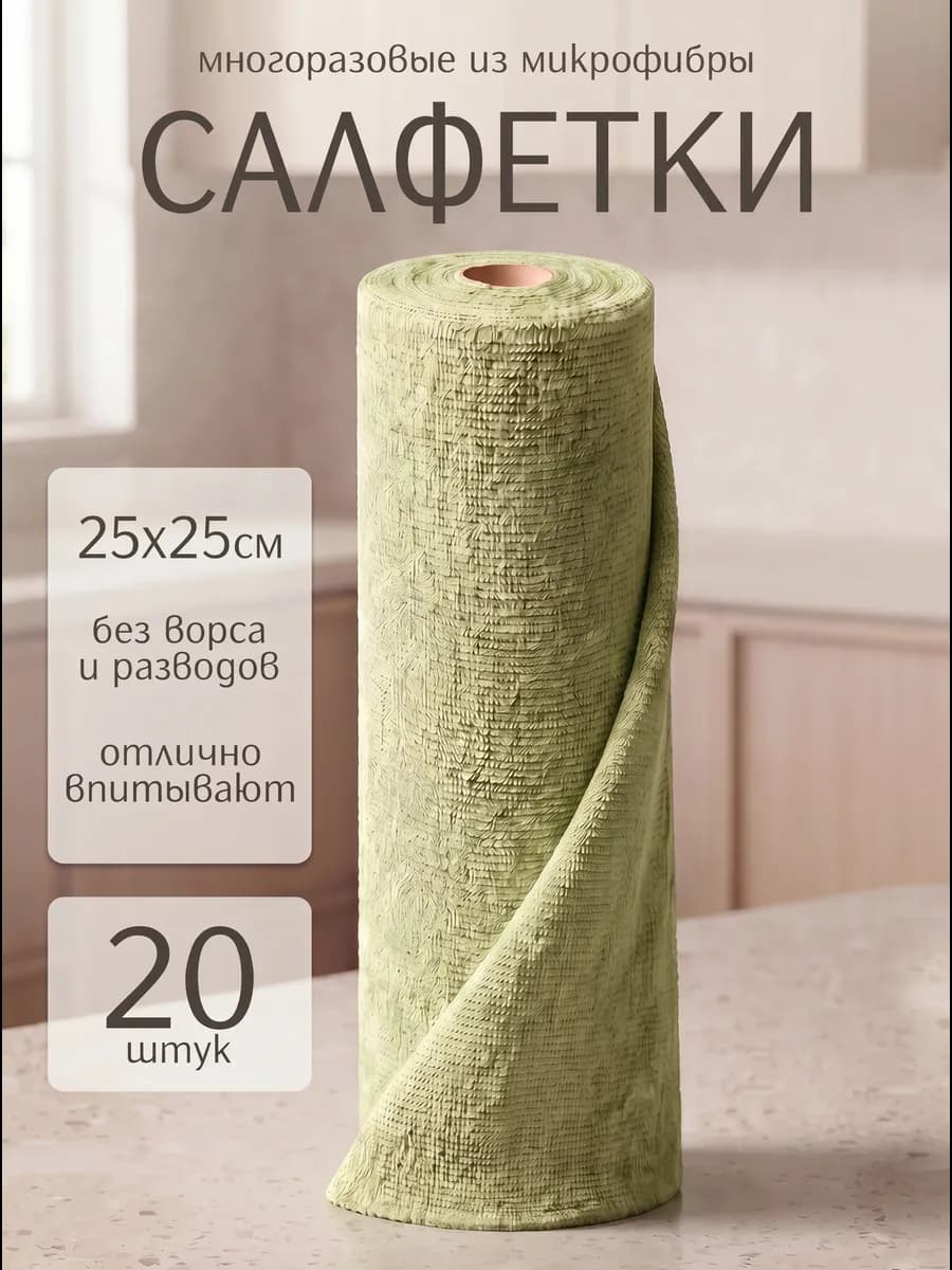 салфетки из микрофибры хозяйственные -рулон