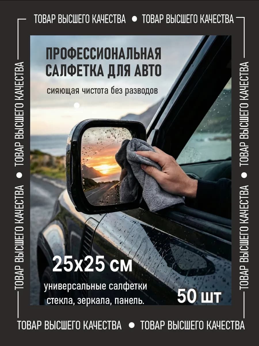 Салфетки для уборки, для авто, без ворсовые, без разводов