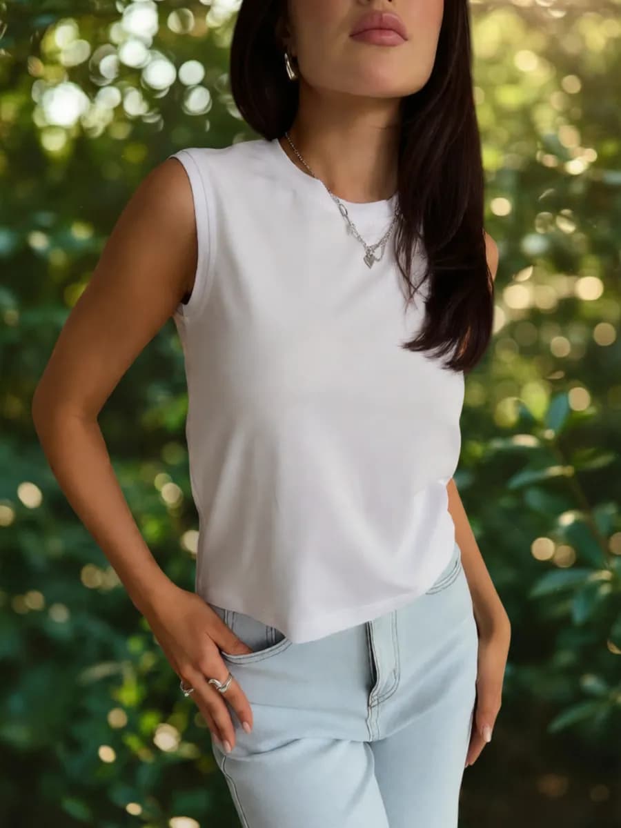 Майка топ базовая хлопок укороченная