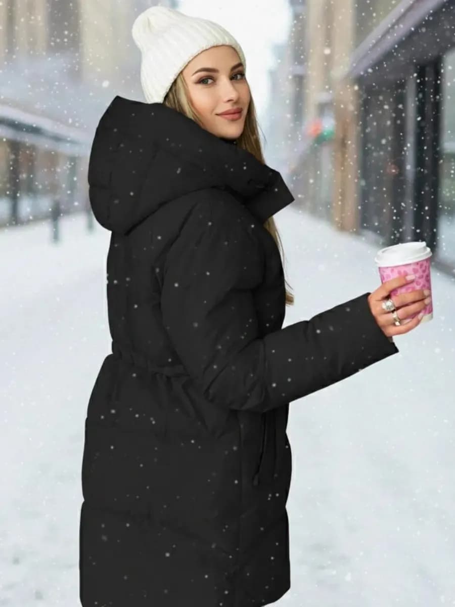 Куртка удлиненная зимняя с капюшоном