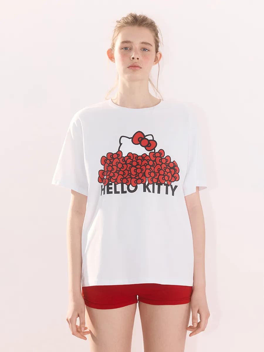 Футболка домашняя хлопковая с принтом Hello Kitty