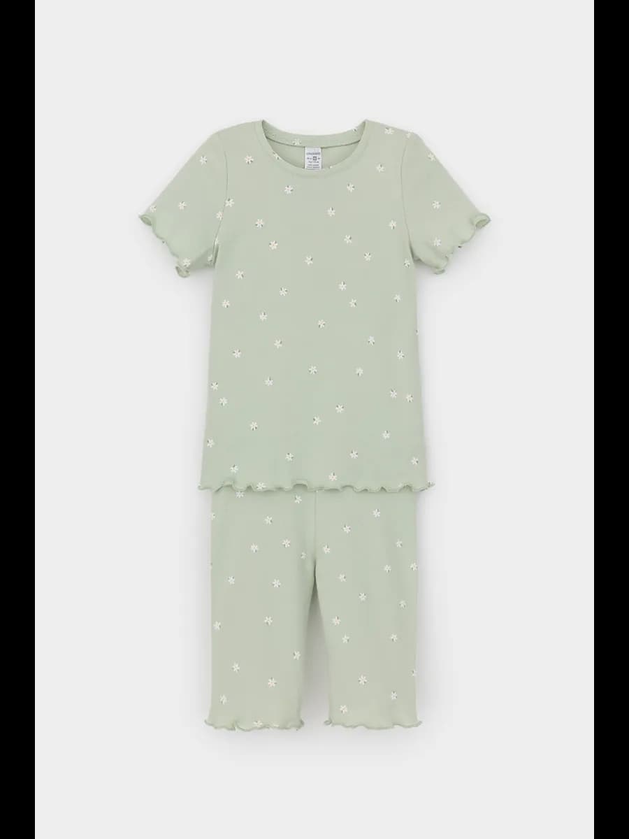 Пижама в рубчик футболка с велосипедками для девочки