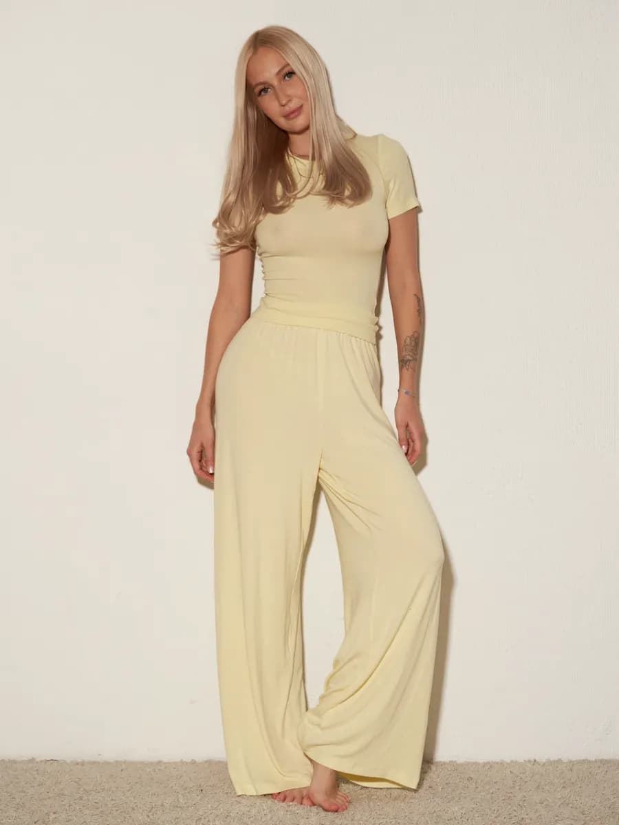 Брюки домашние на резинке палаццо