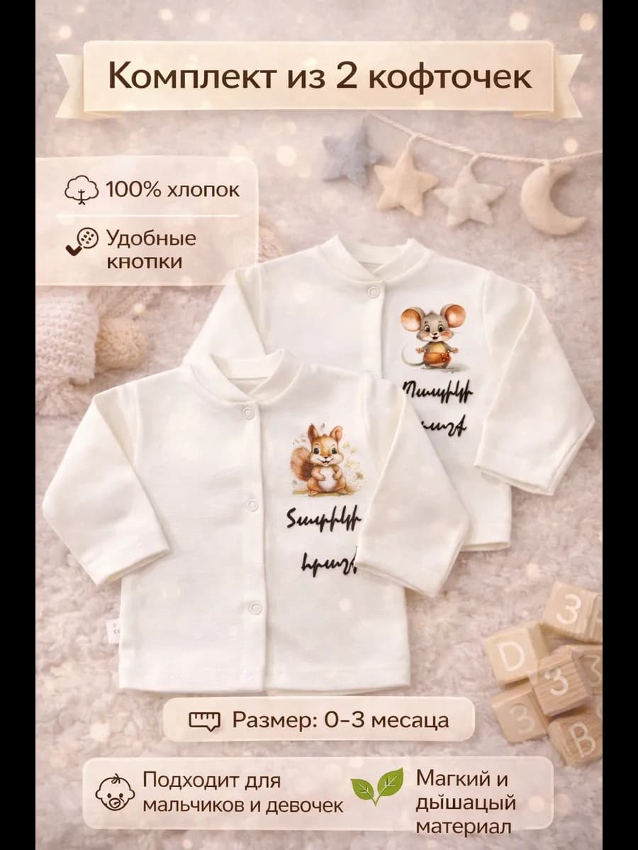 Распашонка кофточки на кнопках 2 штуки