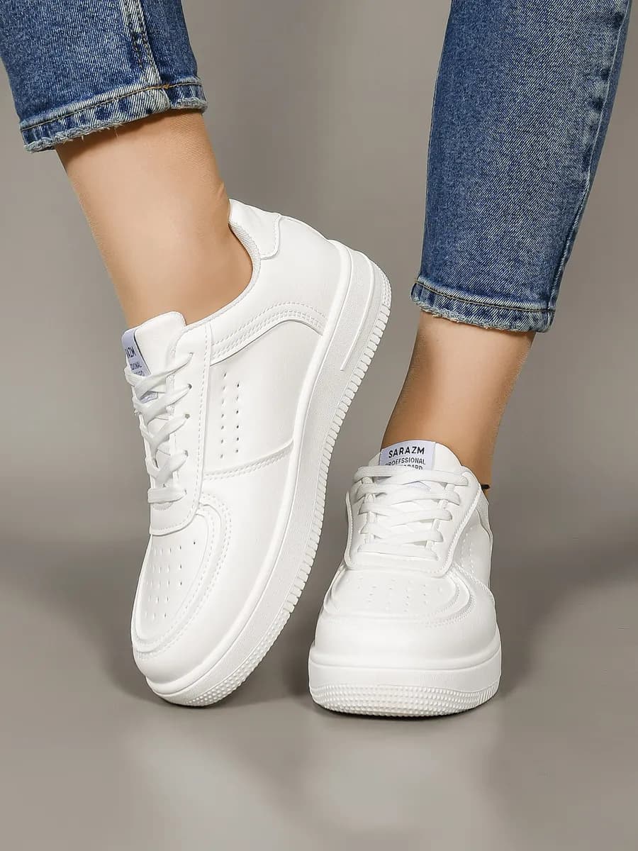 Белые кроссовки, кеды дышащие - фото 1