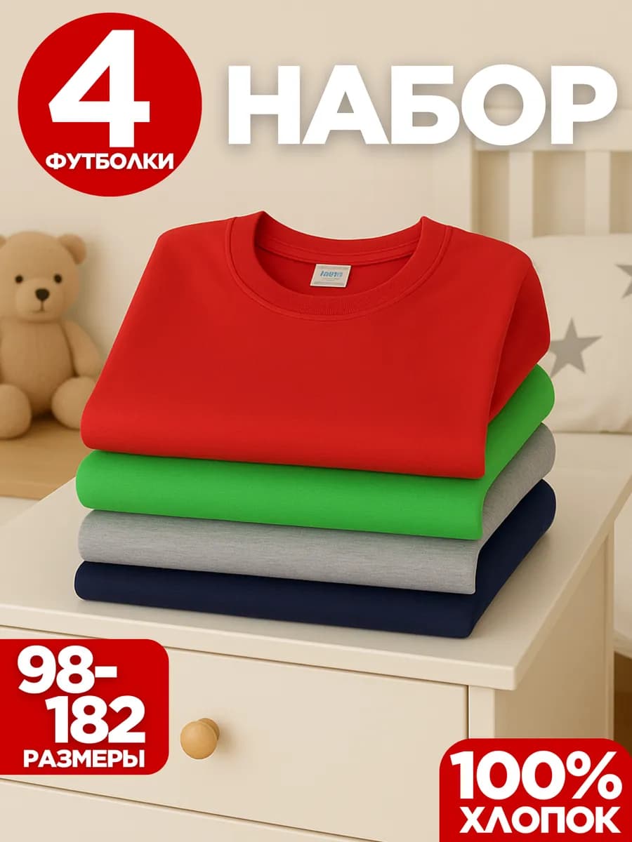 Футболки однотонные набор 4 шт