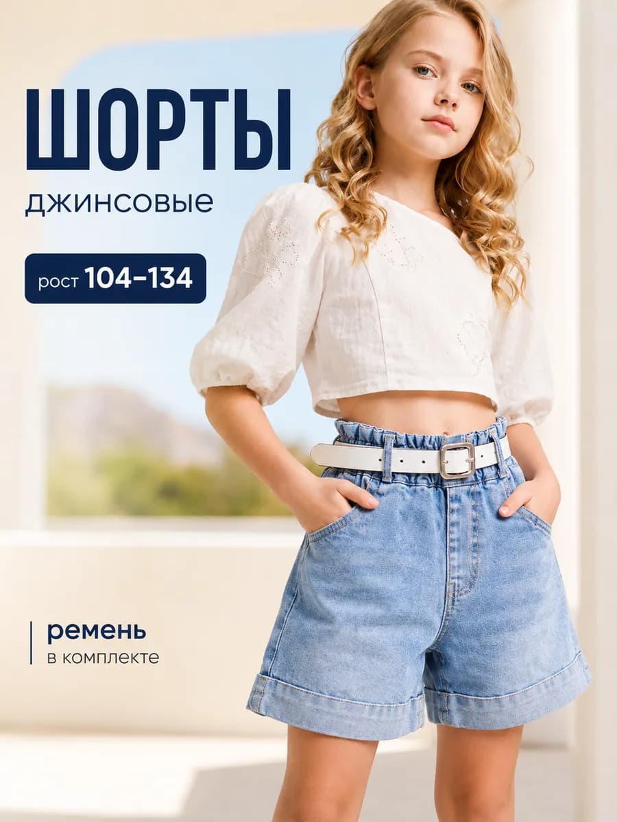 Шорты джинсовые на резинке короткие