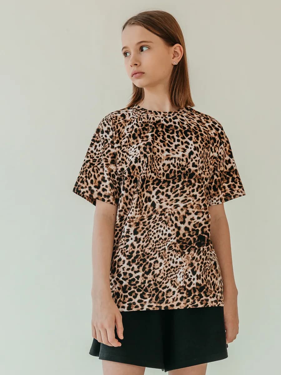 Футболка оверсайз леопардовая
