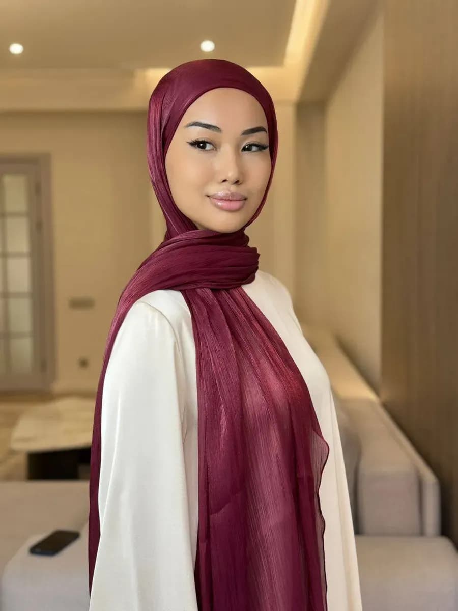 трендовый шарф Шейла органза бордовая хиджаб