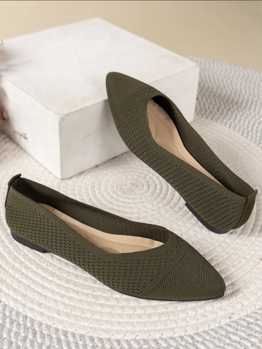 Балетки текстильные с острым носом, летние