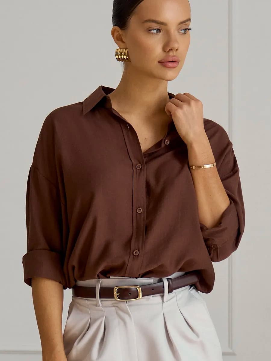 Рубашка оверсайз льняная офисная