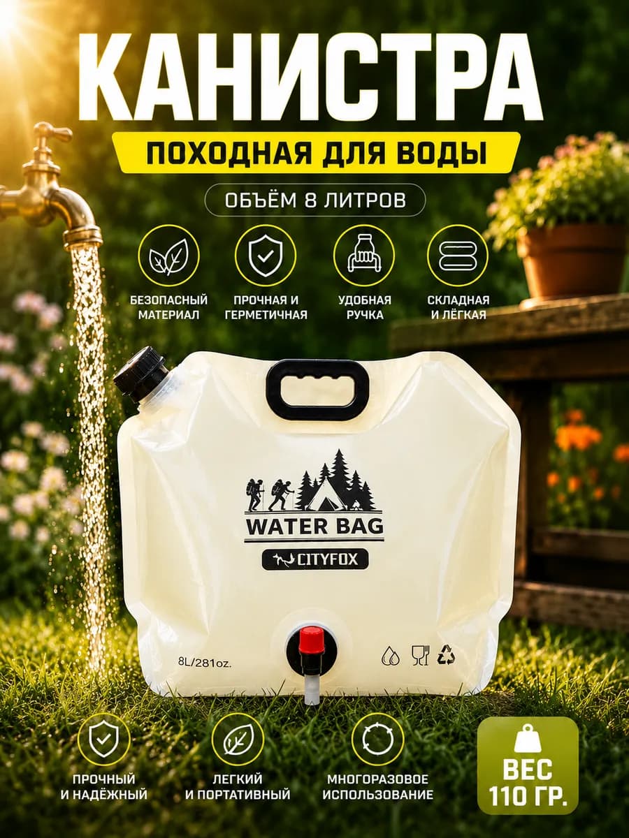 Канистра для воды туристическая складная