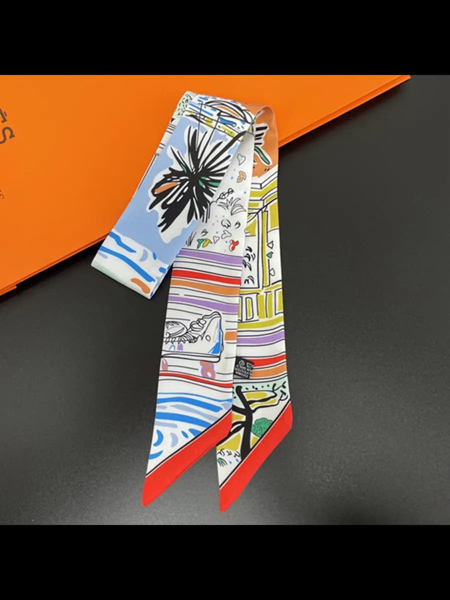 Твилли, повязка на голову, лента, платок, двусторонний принт