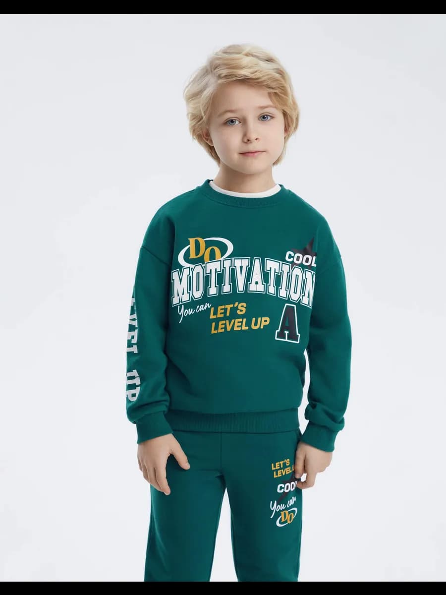 Зелёный свитшот oversize с принтом