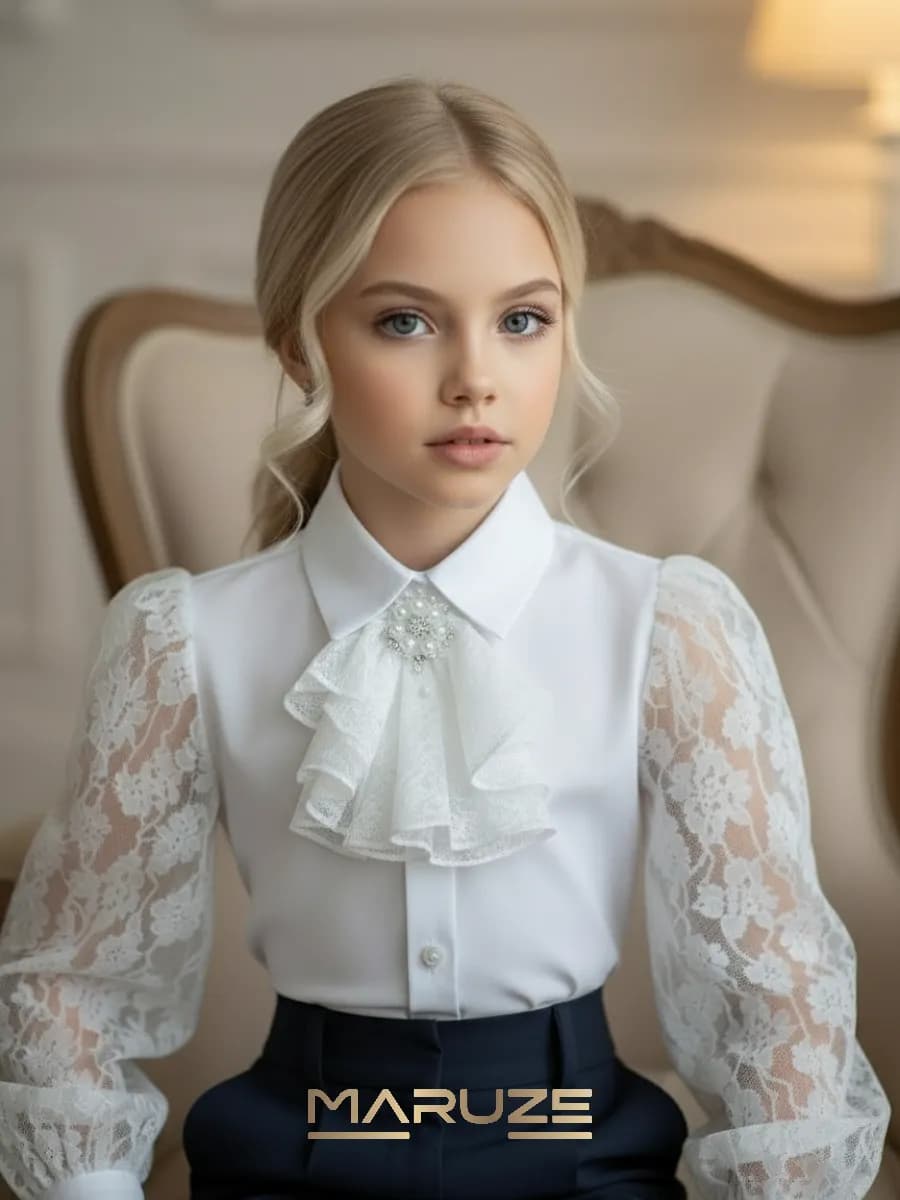 Блузка школьная нарядная с жабо