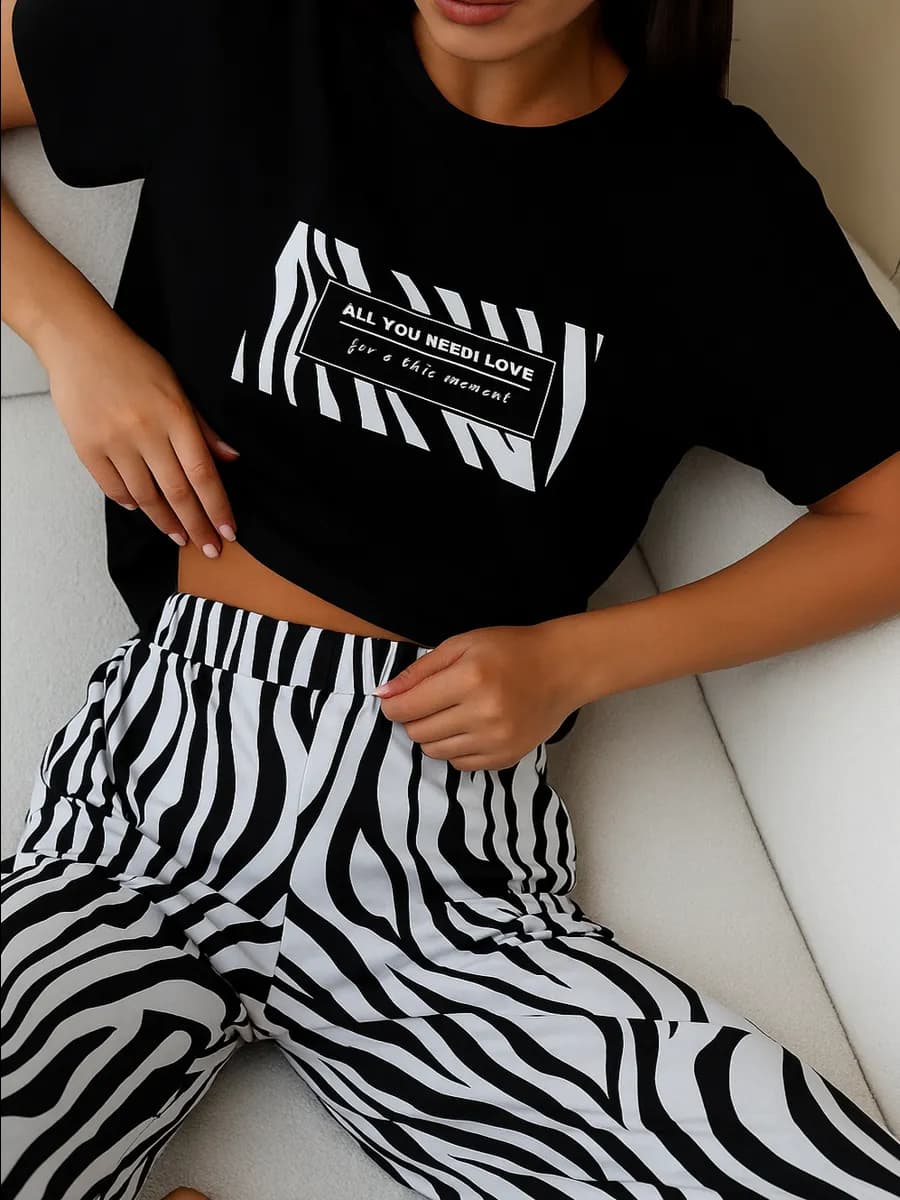 Костюм домашний со штанами летний больших размеров хлопок